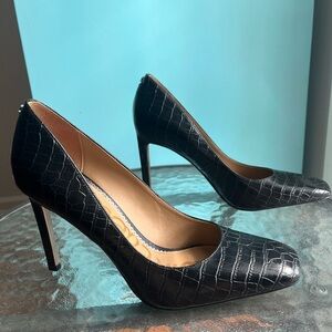 Sam Edelman Black Croc-Pattern Heels